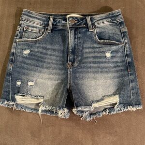 Risen Frayed Hem Denim Shorts - NEW!!